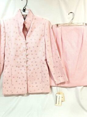 Noviello Bloom Skirt Suit Size 4 (S) Vintage Women 2 Piece Outfit Light Pink